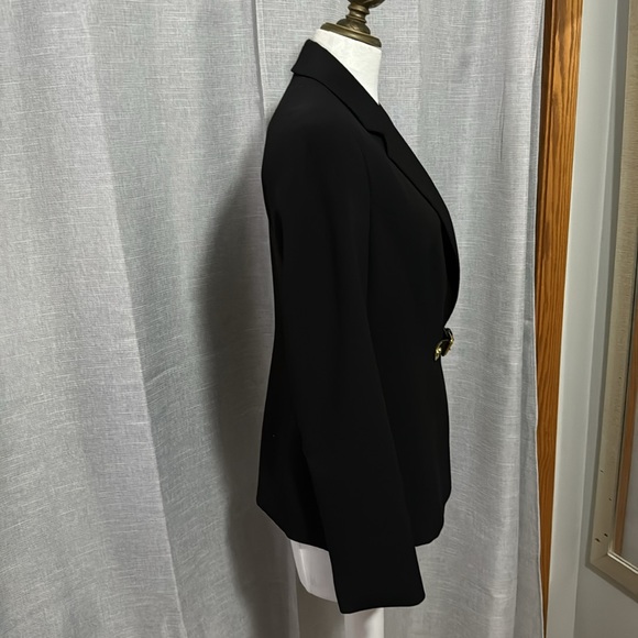 Calvin Klein Blazer-Black-Sz 4-Gold Tone Buckle Closure-Lined-EUC - Picture 6 of 16